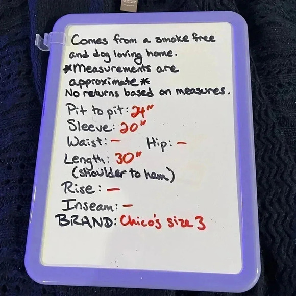 Chico’s size 3 open cardigan navy blue with a sparkle thread & ribbed cuffs EUC - Picture 9 of 11